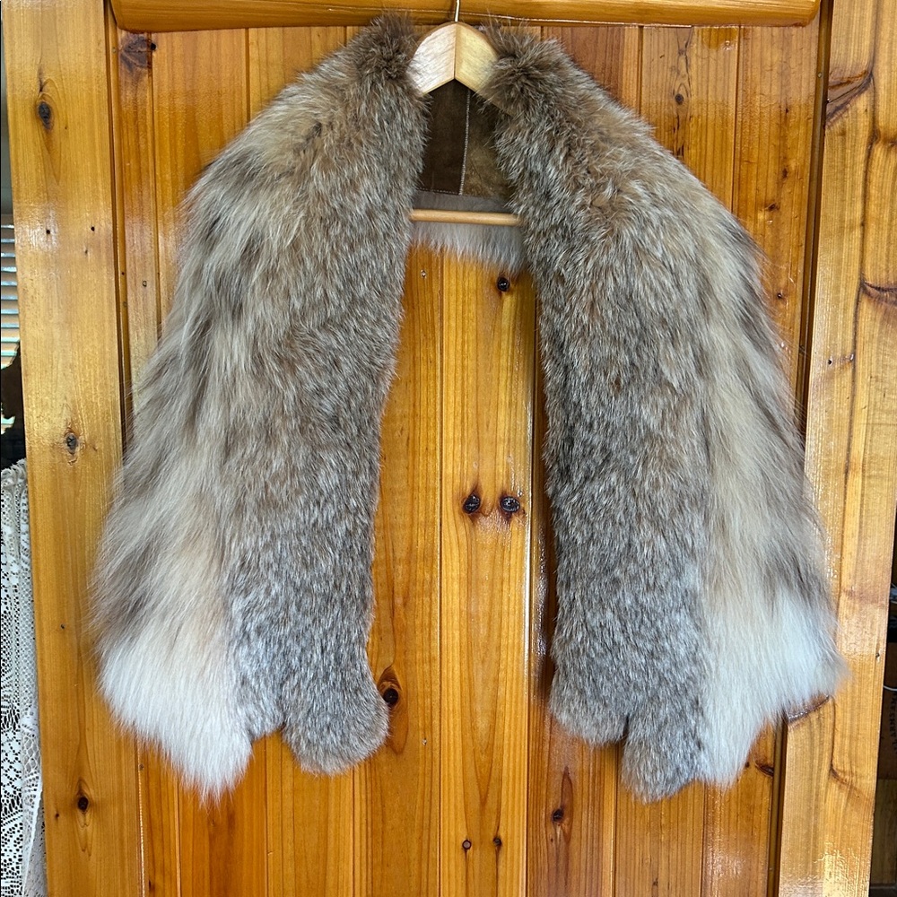 Lynx Fur Collar Scarf - Taupe Brown